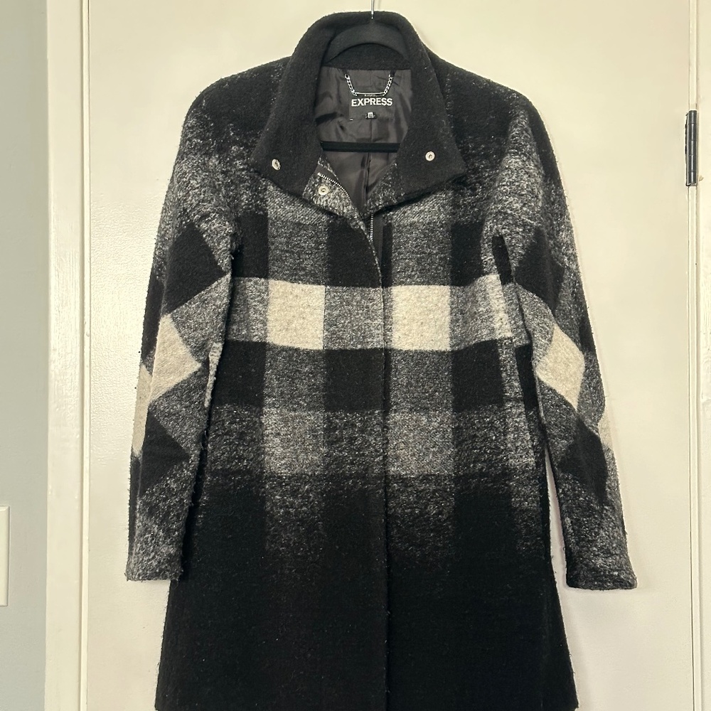 Express Plaid Wool Coat